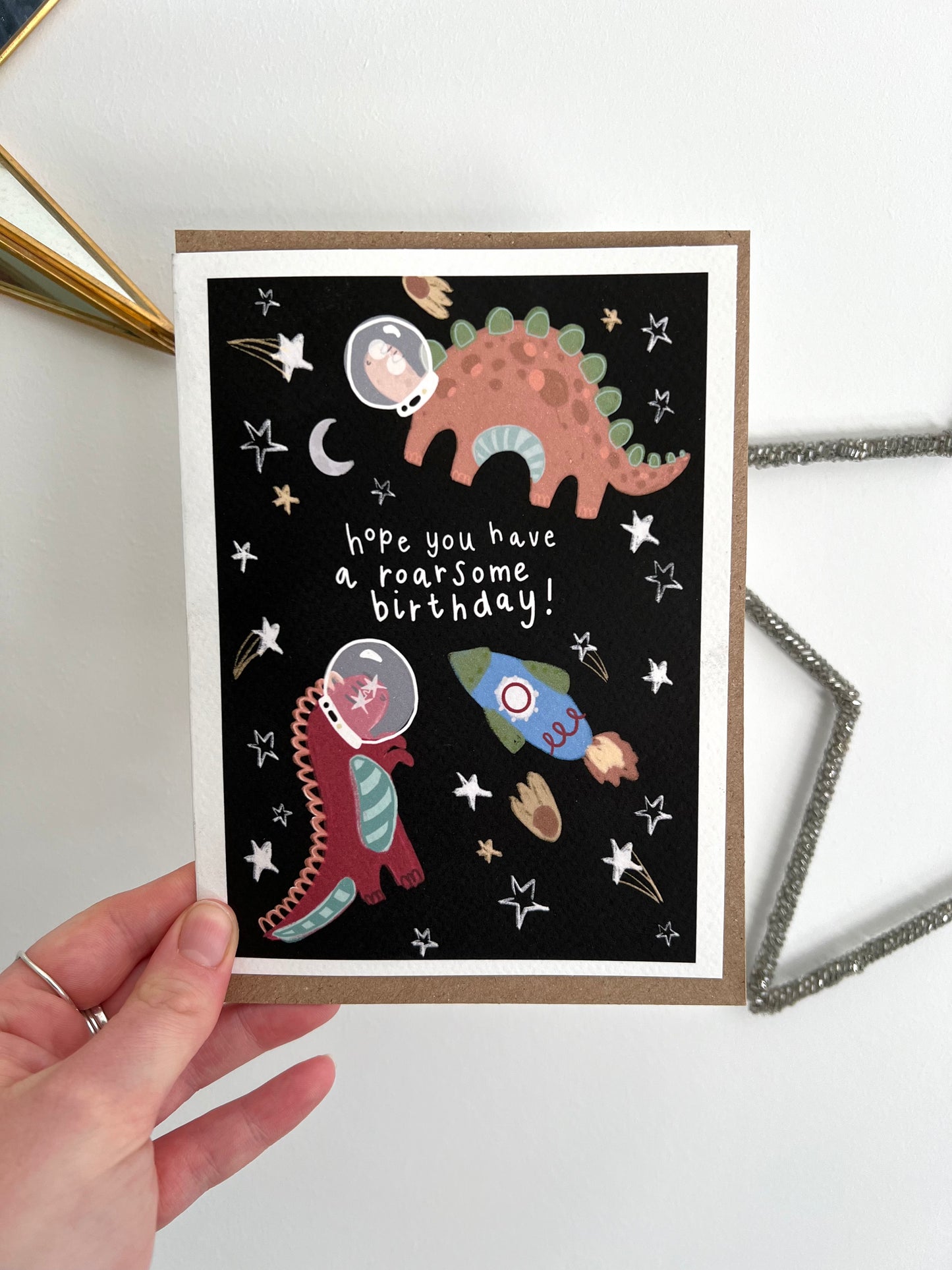 Space Dinosaur Birthday Card