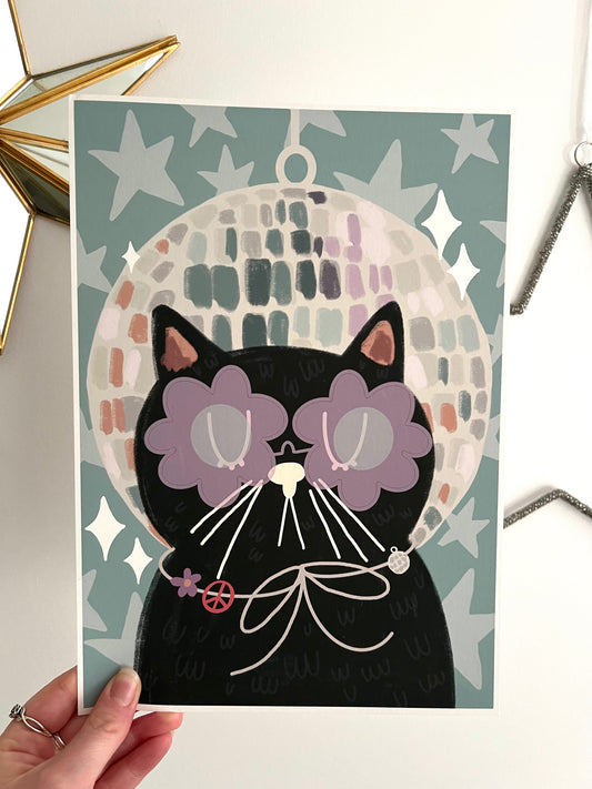 Groovy Disco Kitty Print